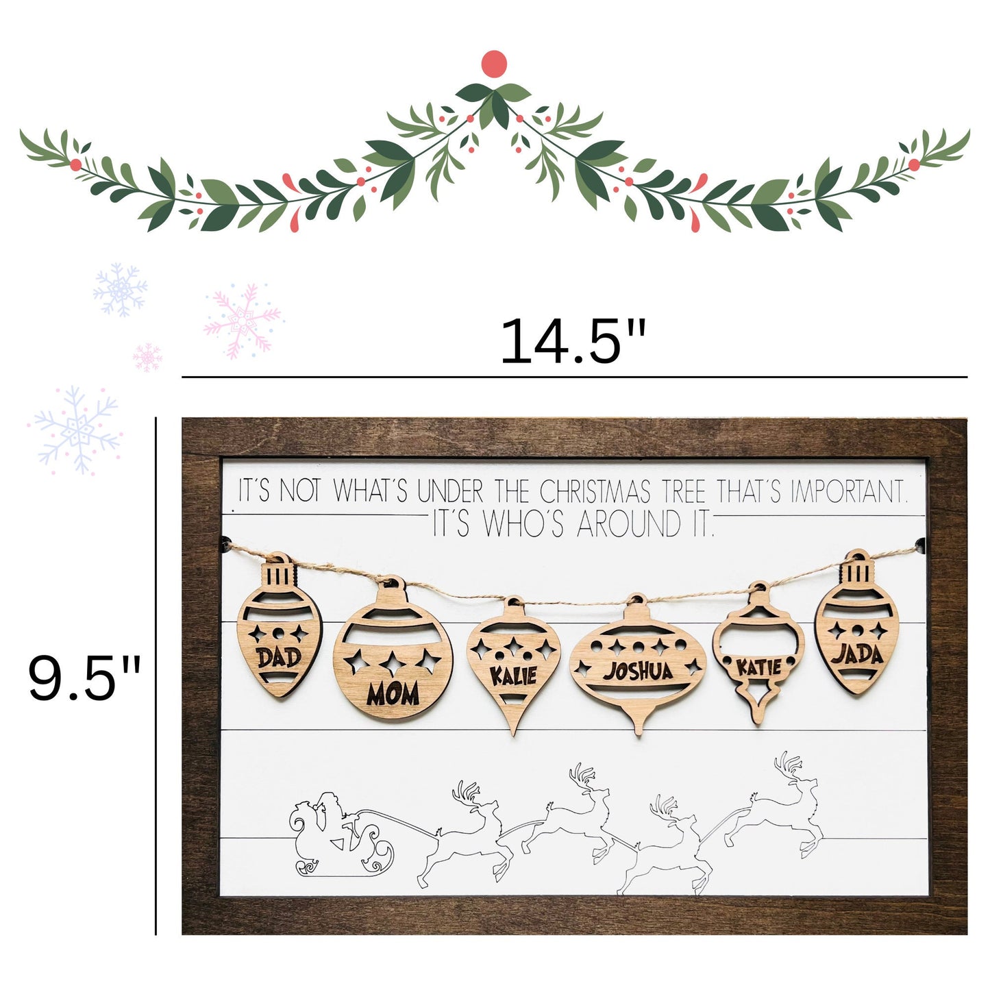 Christmas Family Ornament Plaque | Gift for Parents | Grandparents Gifts | Christmas Home Decor Sign