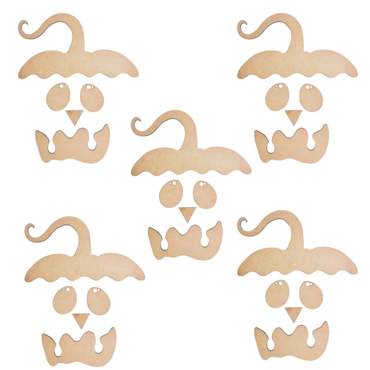 Sets of 2 or 5, Wood Pumpkin Face, Halloween Crafts