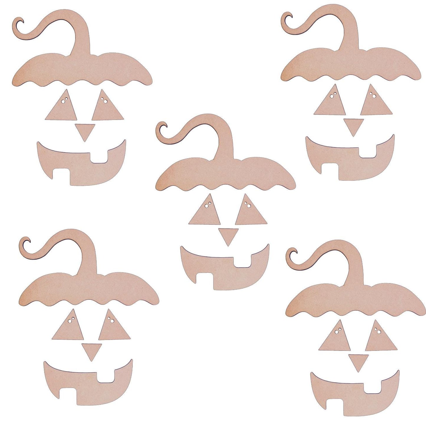 Sets of 2 or 5, Wood Pumpkin Face, Halloween Crafts