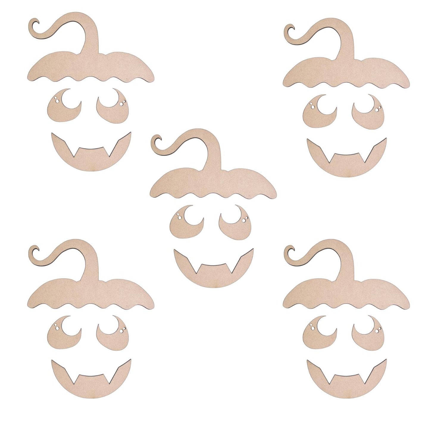 Sets of 2 or 5, Wood Pumpkin Face, Halloween Crafts