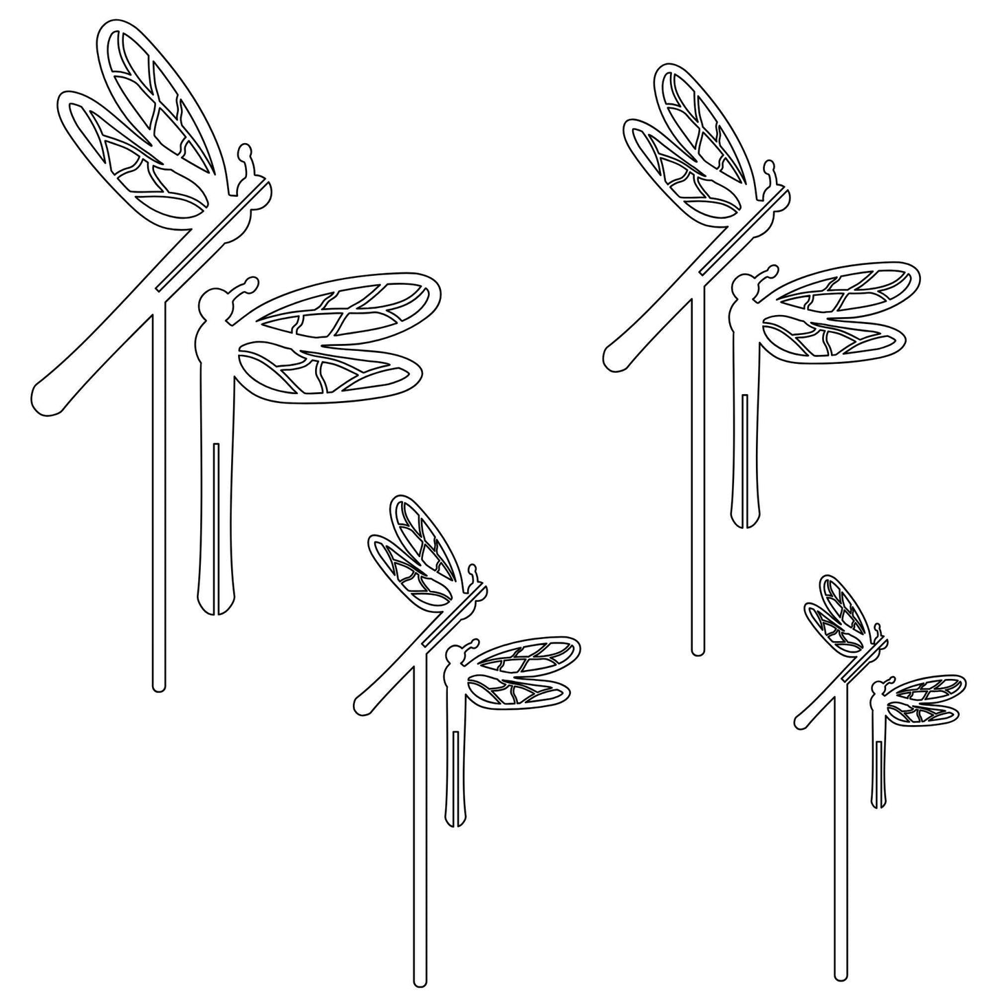 3D Dragonfly Insect, Freestanding Bug, Table Top Dragonfly Decor, Dragonfly Garden Decor, Dragonfly Craft, Unfinished Craft Wood, Set of 4