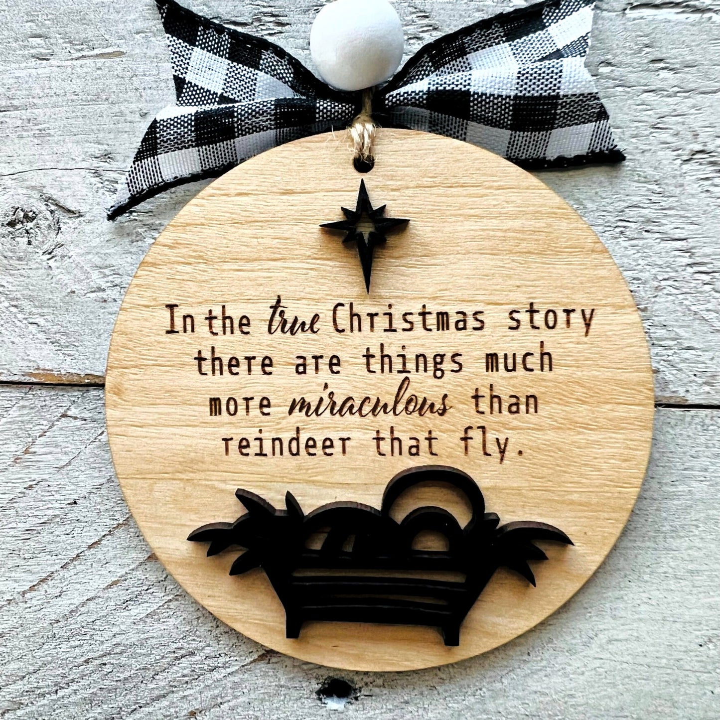 Jesus Christmas Ornament | Jesus in a Manger | Christian Christmas | Christmas Ornament | Wood Ornament