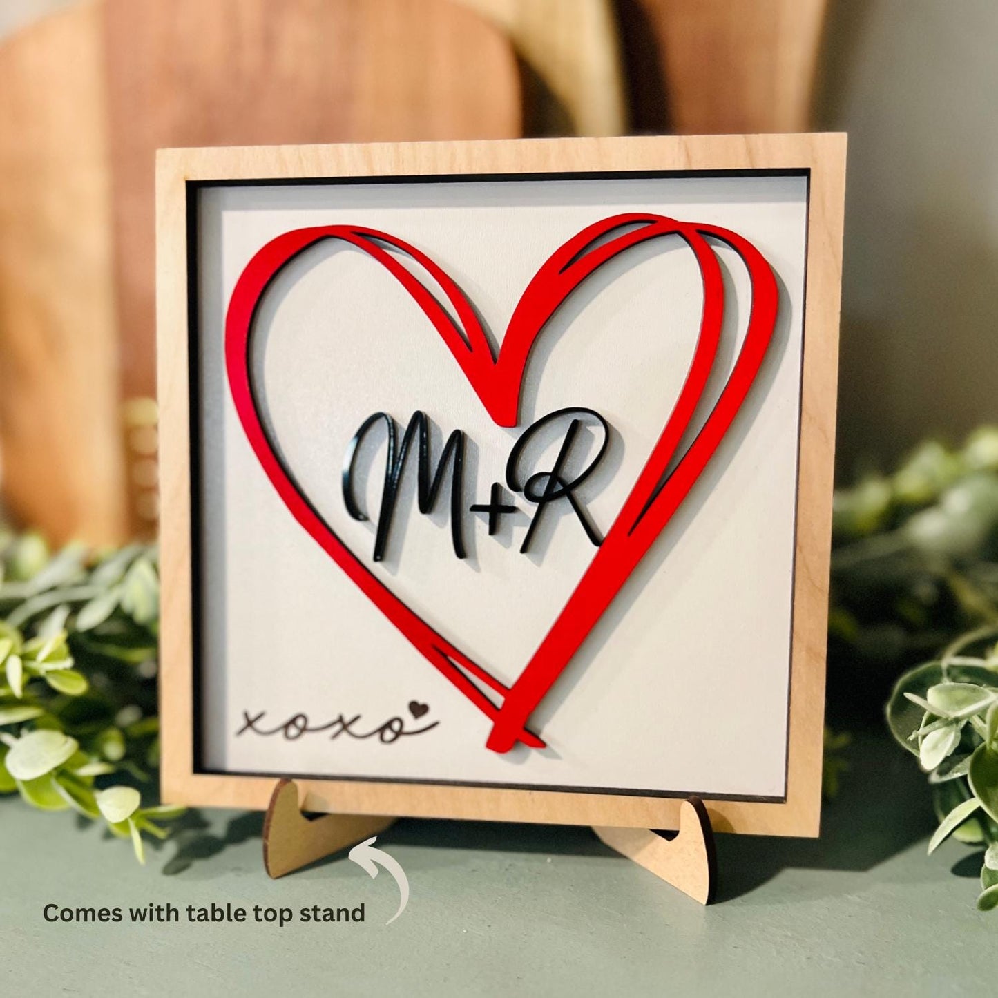 Personalized Valentine Heart Sign with Initials | Add a Personal Message | Free Shipping