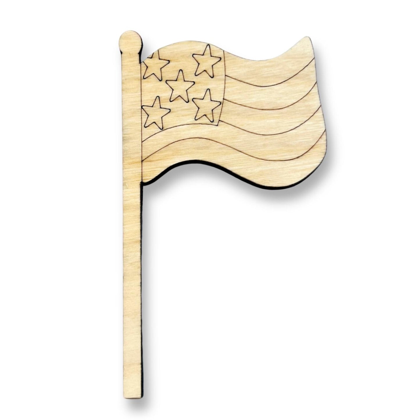 Large 12"+  Waving American Flag |  Wood Cutout | Fourth of July Flag | 4th of July Wood Cutout | Wood Craft Shapes | 4th of July Crafts