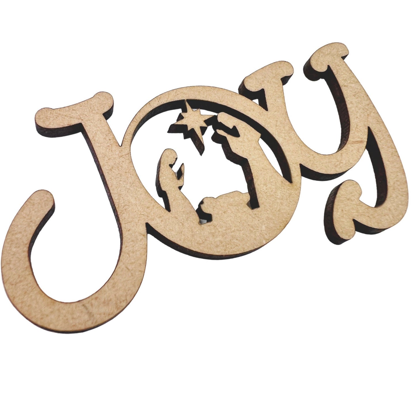 Large Wood Word JOY w/ Manger Scene Wood Cutout - Christmas wood letter Number | Christmas wreath | Christmas Door hanger | Christmas Crafts