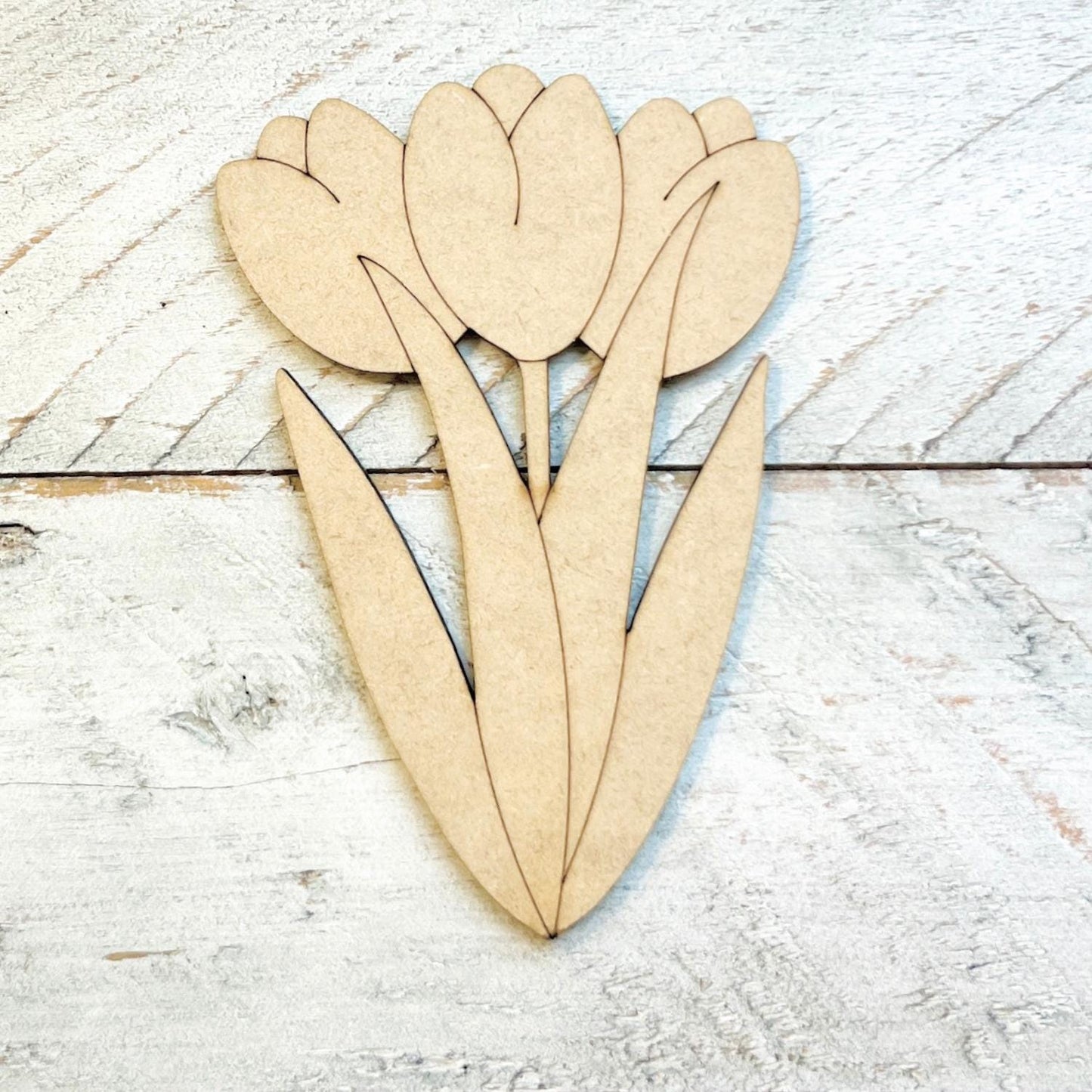 Wood Tulip Craft Shape | Wood Flower Decor | Flower Cutout| Craft Wood Shapes | Spring Decor | DIY Crafts | Paint by Lines