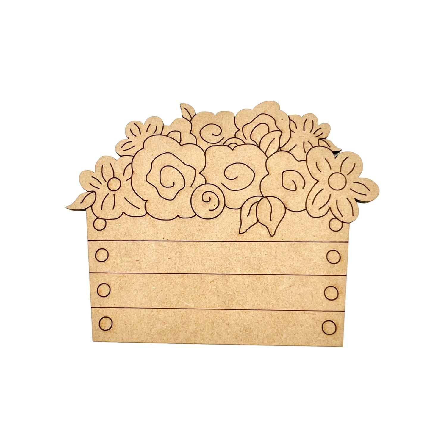 Small 3"-10" Wood Flowers | Flower Basket | Craft Wood Shapes | Spring Decor | DIY Crafts | Paint by Lines
