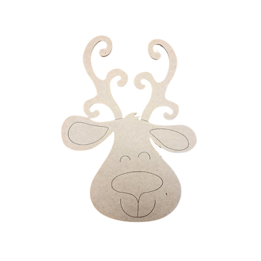 LARGE Happy Reindeer | Wood Craft Shapes | Christmas Wood Cutouts | Holiday Decor | Christmas Wall Art