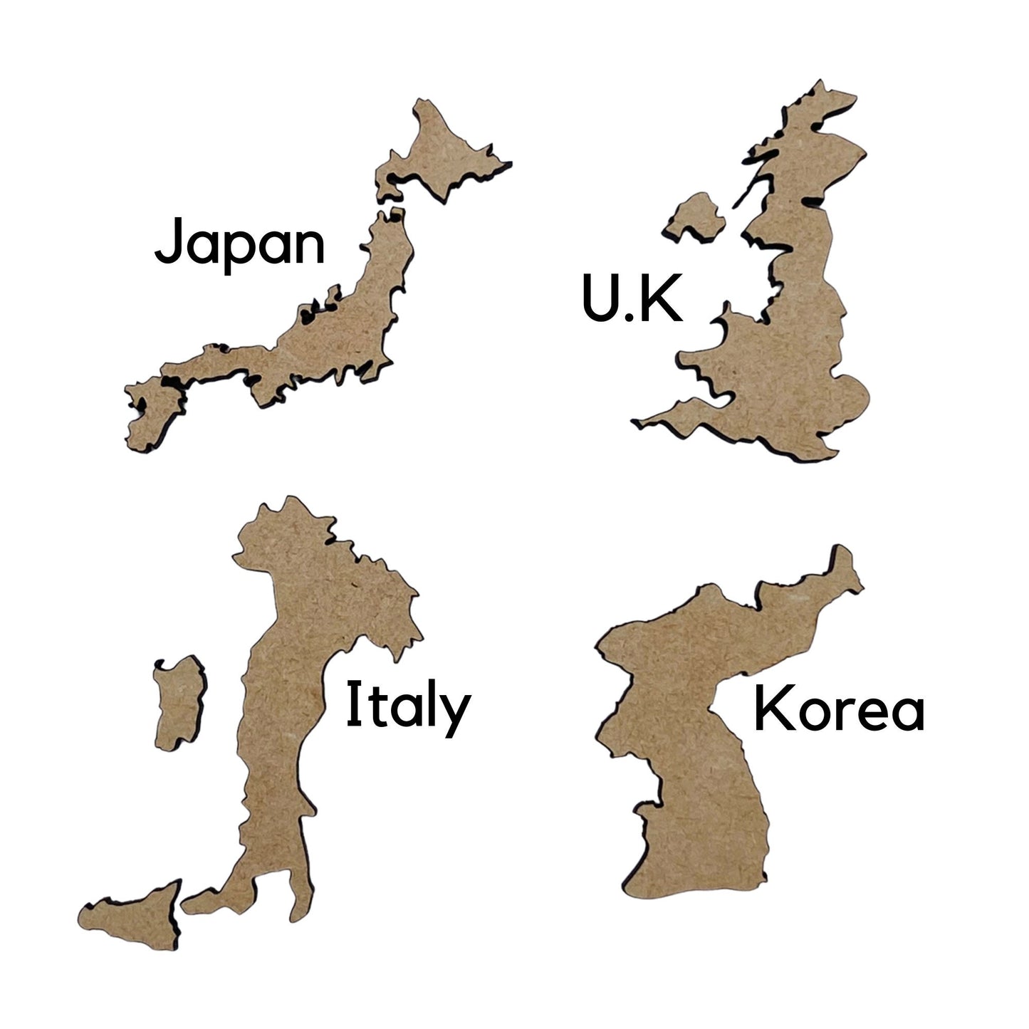 Countries and Territories Shapes | Wood Country Laser Cutout | World Map Cutout | World Countries Craft Shapes | Map Wall Decor