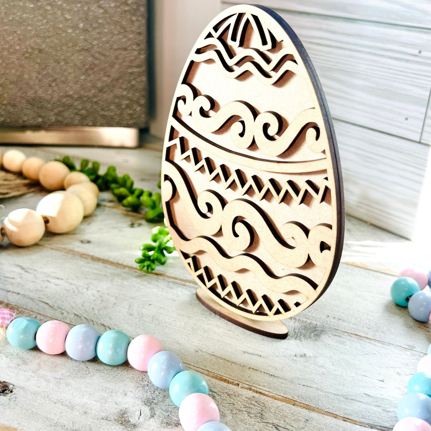 Easter Egg with Stand | 2 Layer Easter Egg Decor | Layered Wood Art | Easter Egg Decor | Easter Decor
