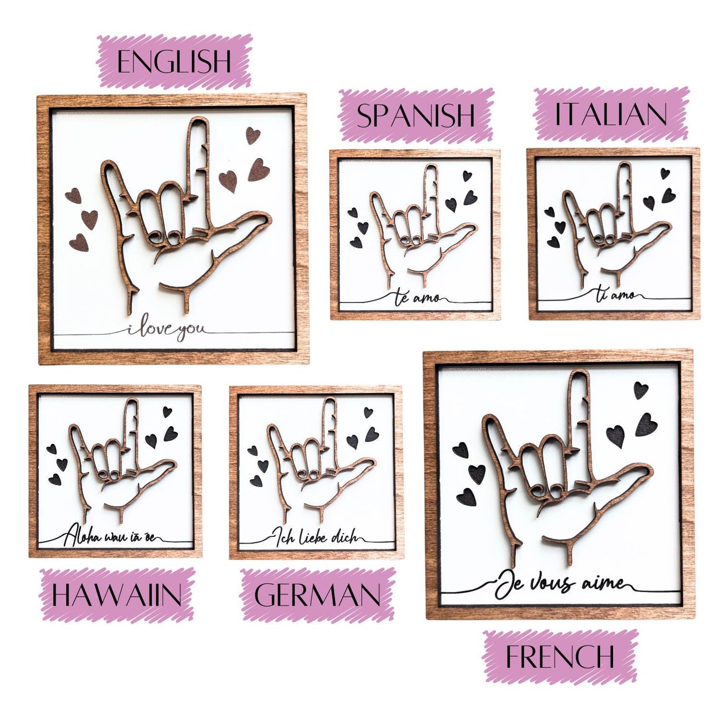 ASL Sign Language Sign for I Love You | 9 Colors | I Love You Sign | Gifts for Her | Gifts for Him | Valentine's Day Gifts