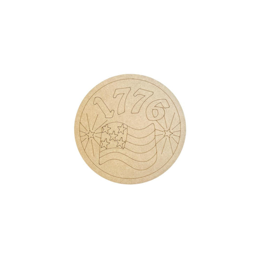Small 4"-10" Patriotic 1776 Firework Wood Round Cutout | Fourth of July sign | 4th of July Wood Cutout | 4th of July Crafts