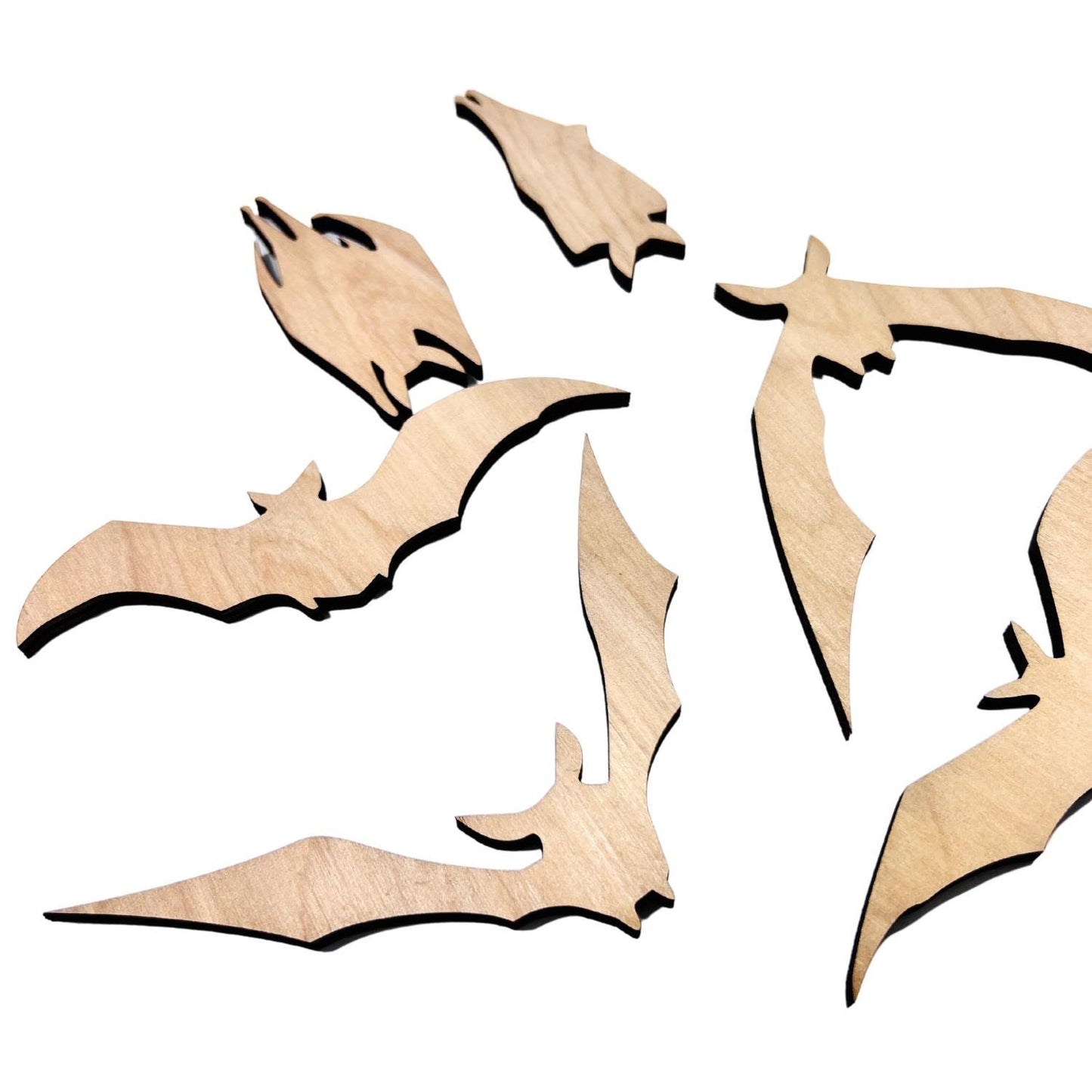 Large Wood Bats Halloween Craft | Wood Bat Cutout| Halloween Bats | Halloween Decor | Set of 6