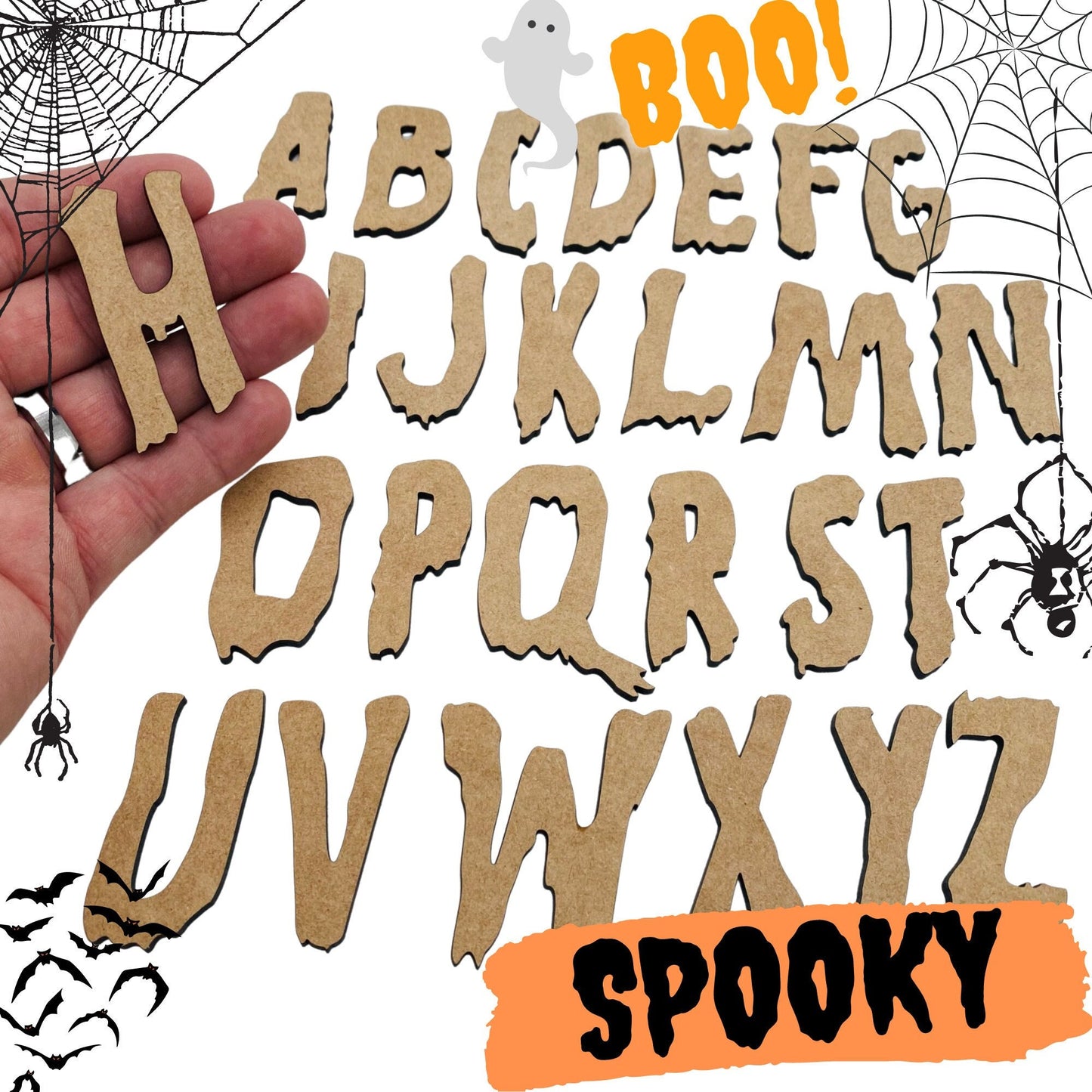 Spooky Font Wooden Letters