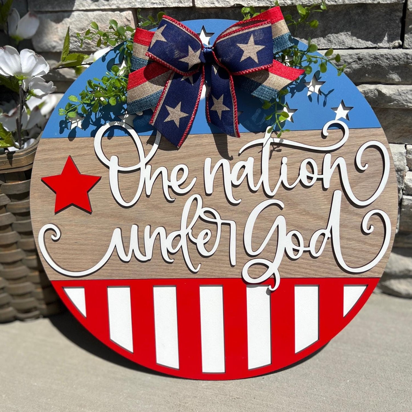 4th of July Door Hanger | One Nation Under GOD