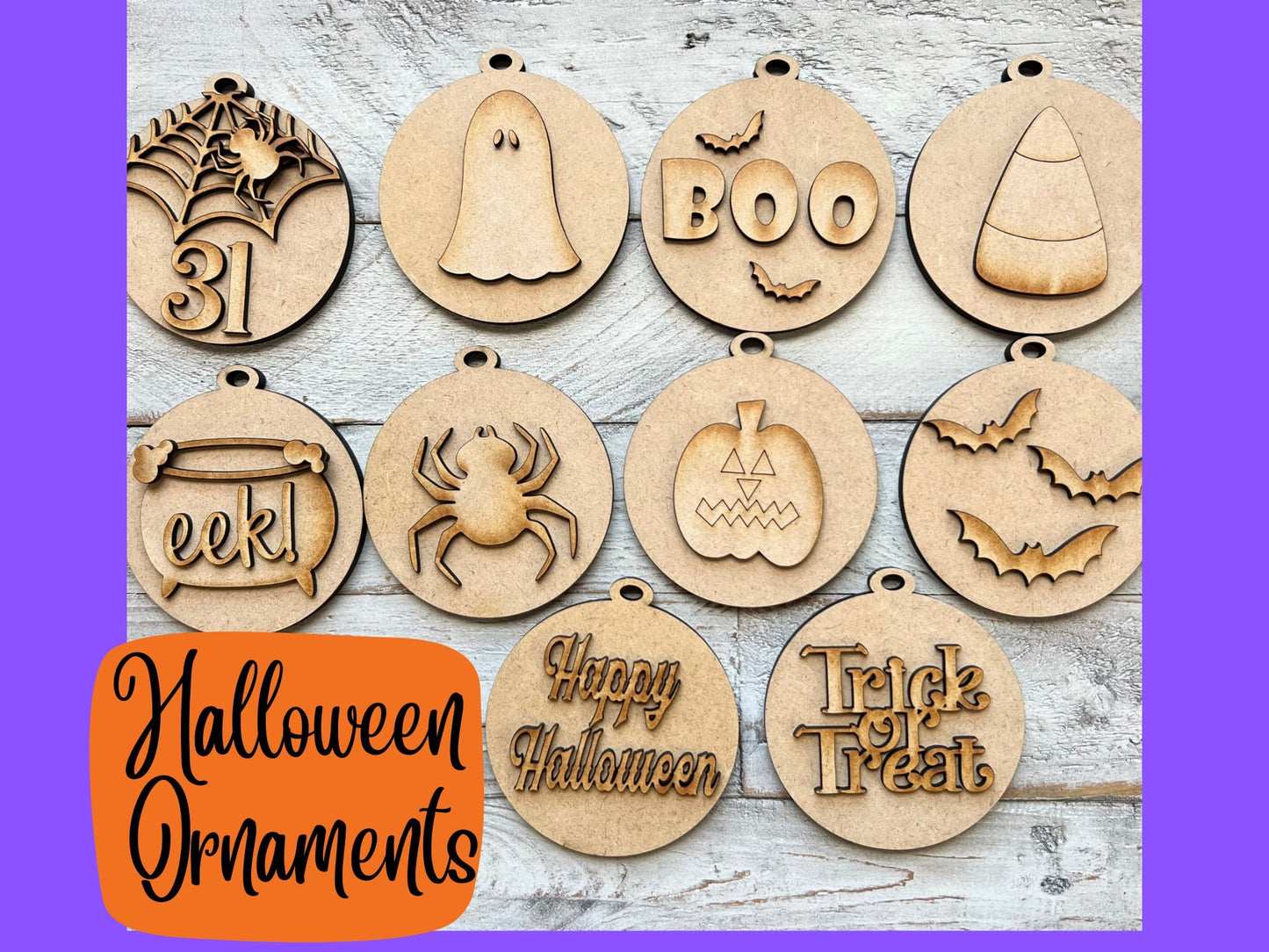 Unfinished Halloween Ornament Kit | Halloween Decor | Halloween Christmas Tree | Halloween Charms