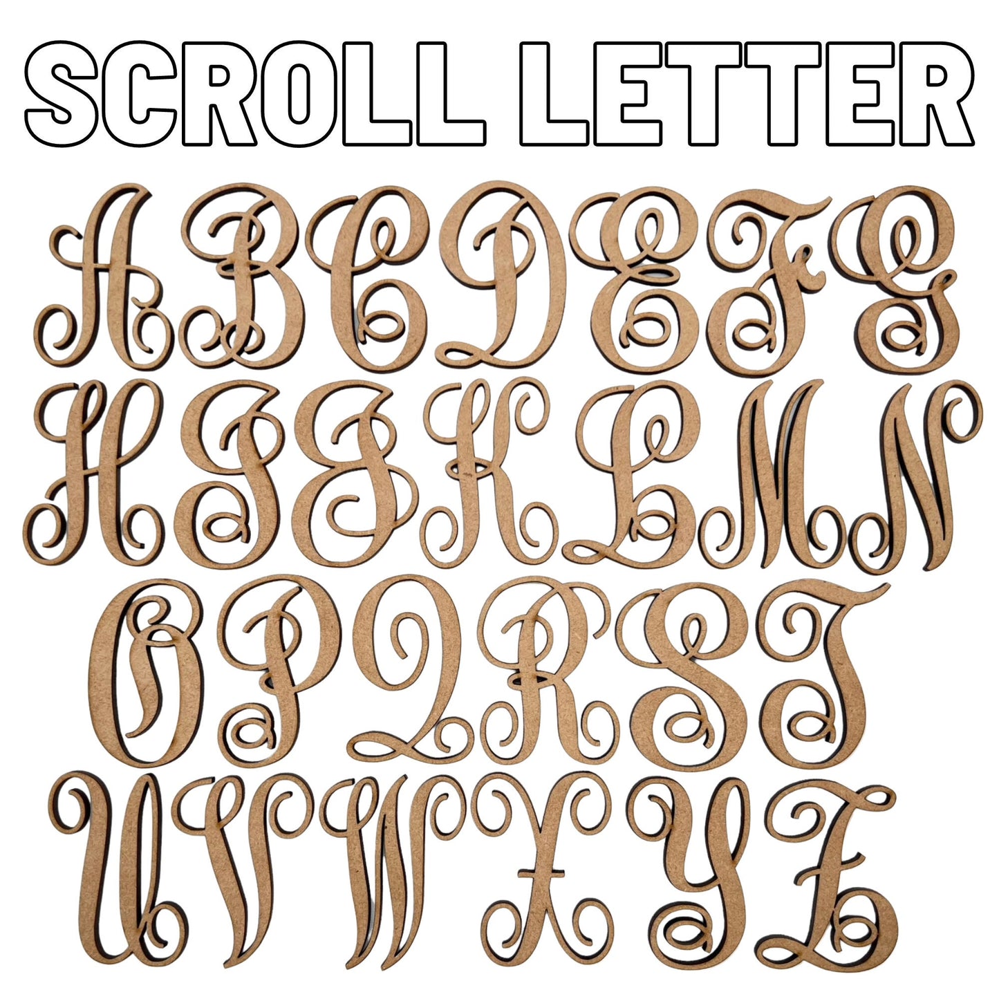 Scroll Monogram Wooden Letters