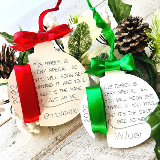 Child Growth Ornament | Ribbon Ornament | Personalized Child Ornament | Personalized Christmas Ornament