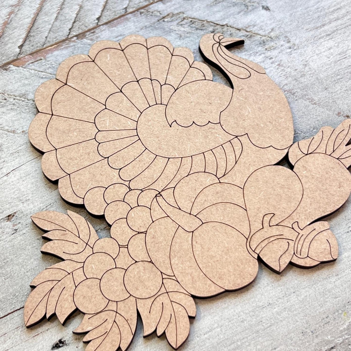 Wood Turkey Cutout |  Harvest Turkey - Paint by Line
