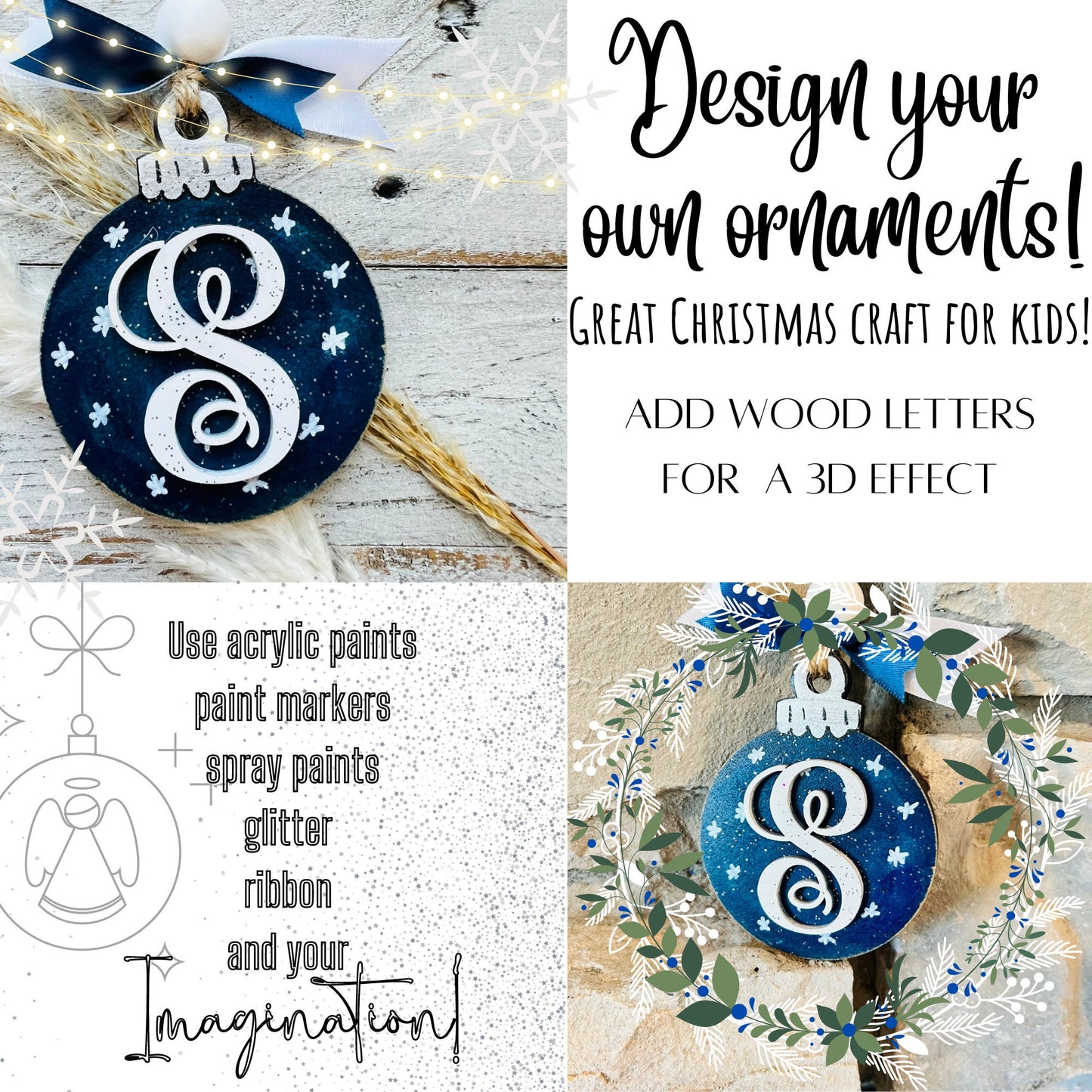 Blank Wood Christmas Ornaments | Wood Ornaments | Craft Ornaments | DIY Ornaments | Wood Blanks | 1/4" Wood Ornaments