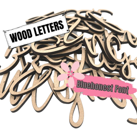 Small Bluehonest Font | Wooden Letters | Unfinished Letters | Cursive Letters | Monogram | Wood Cutout | Classroom Decor | School Project