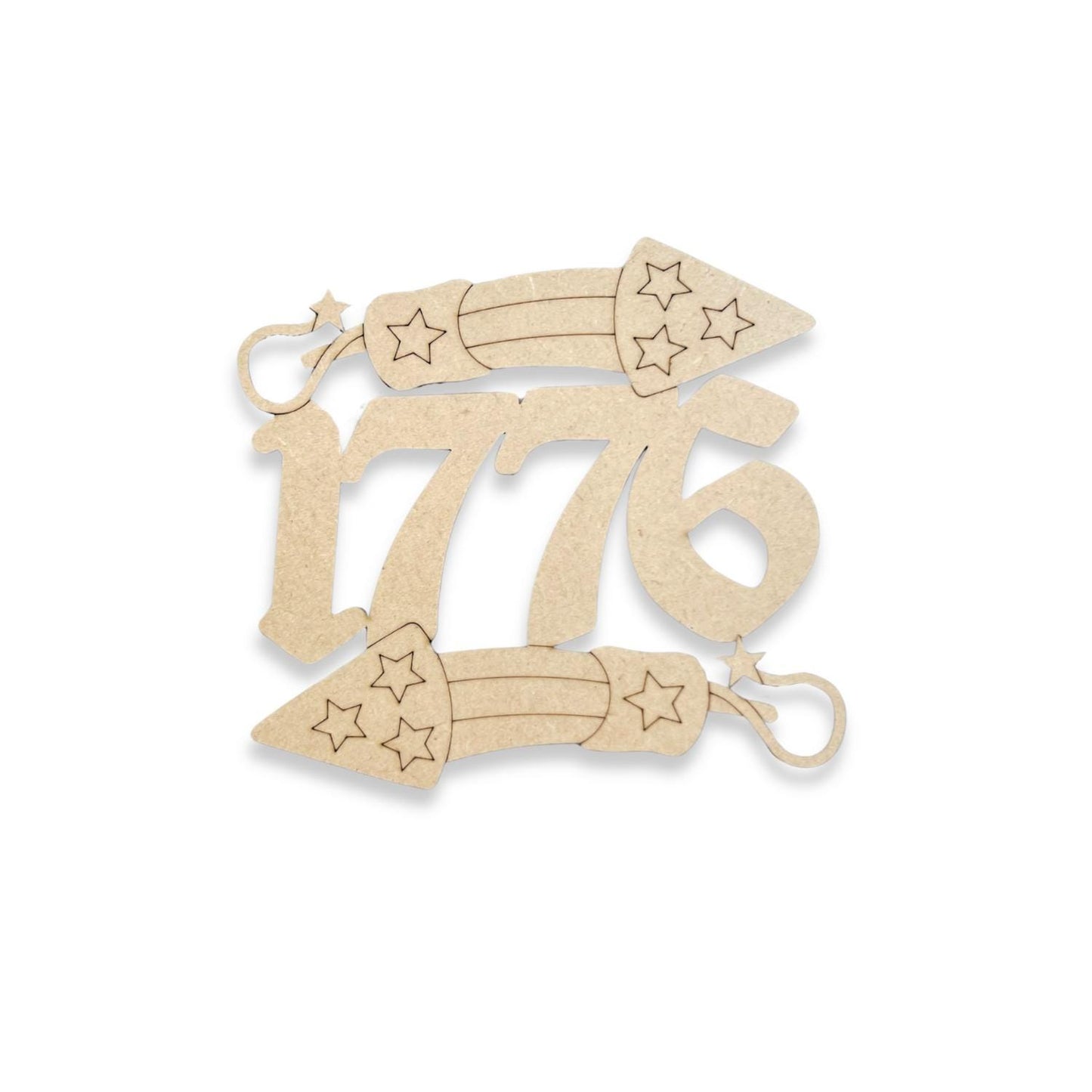Small 3"-10" Patriotic 1776 Firework Wood Cutout | Fourth of July Decor | 4th of July Wood Cutout | Wood Craft Shapes | 4th of July Crafts