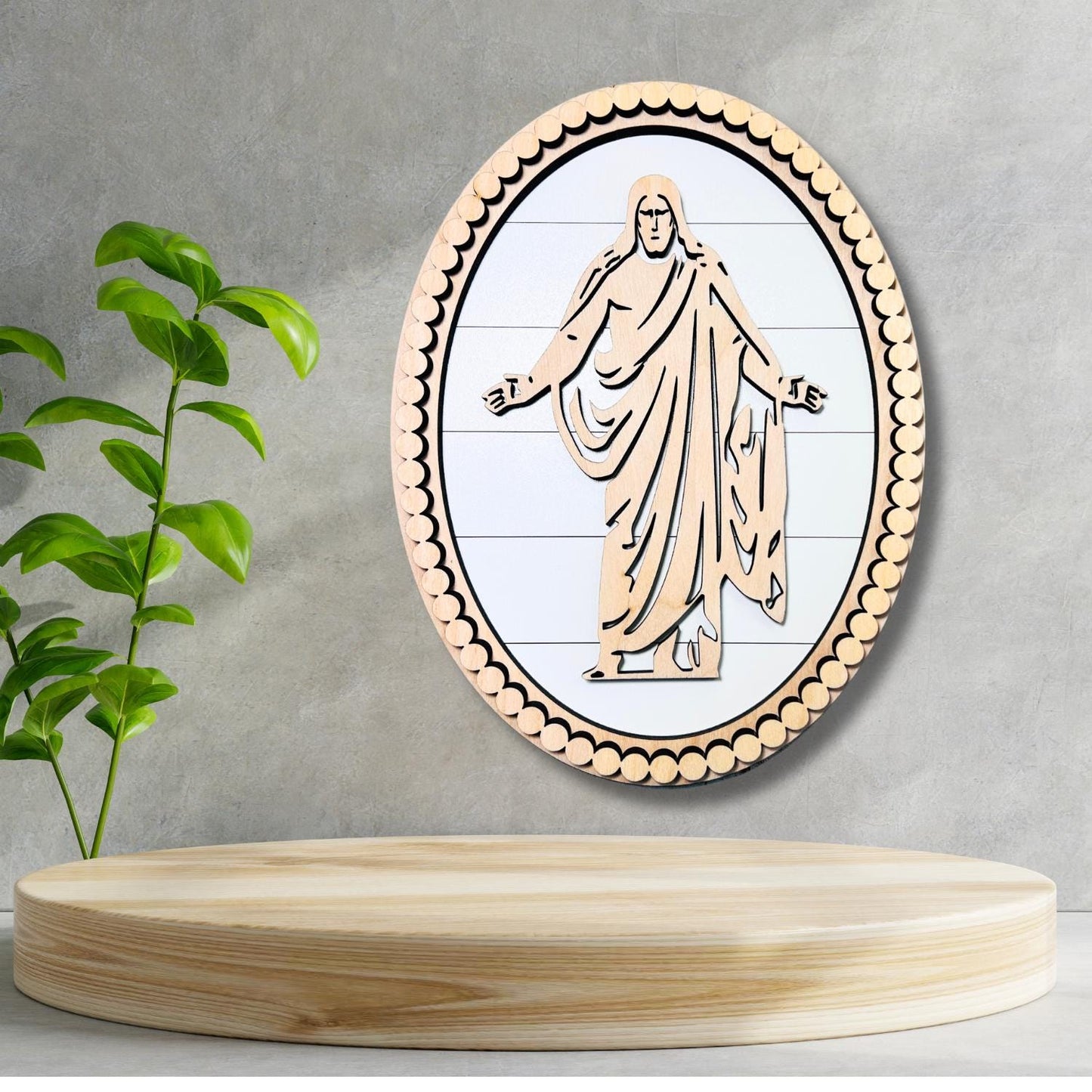 Oval Beaded Christus Sign | Easter Gift | Resurrection Decor | Spiritual Gifts | Gifts for Her | Gifts for Him | Church Wall Decor