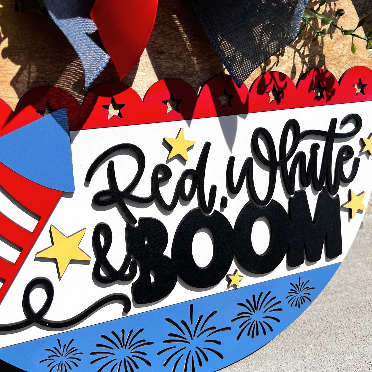 4th of July Door Hanger | Red White BOOM