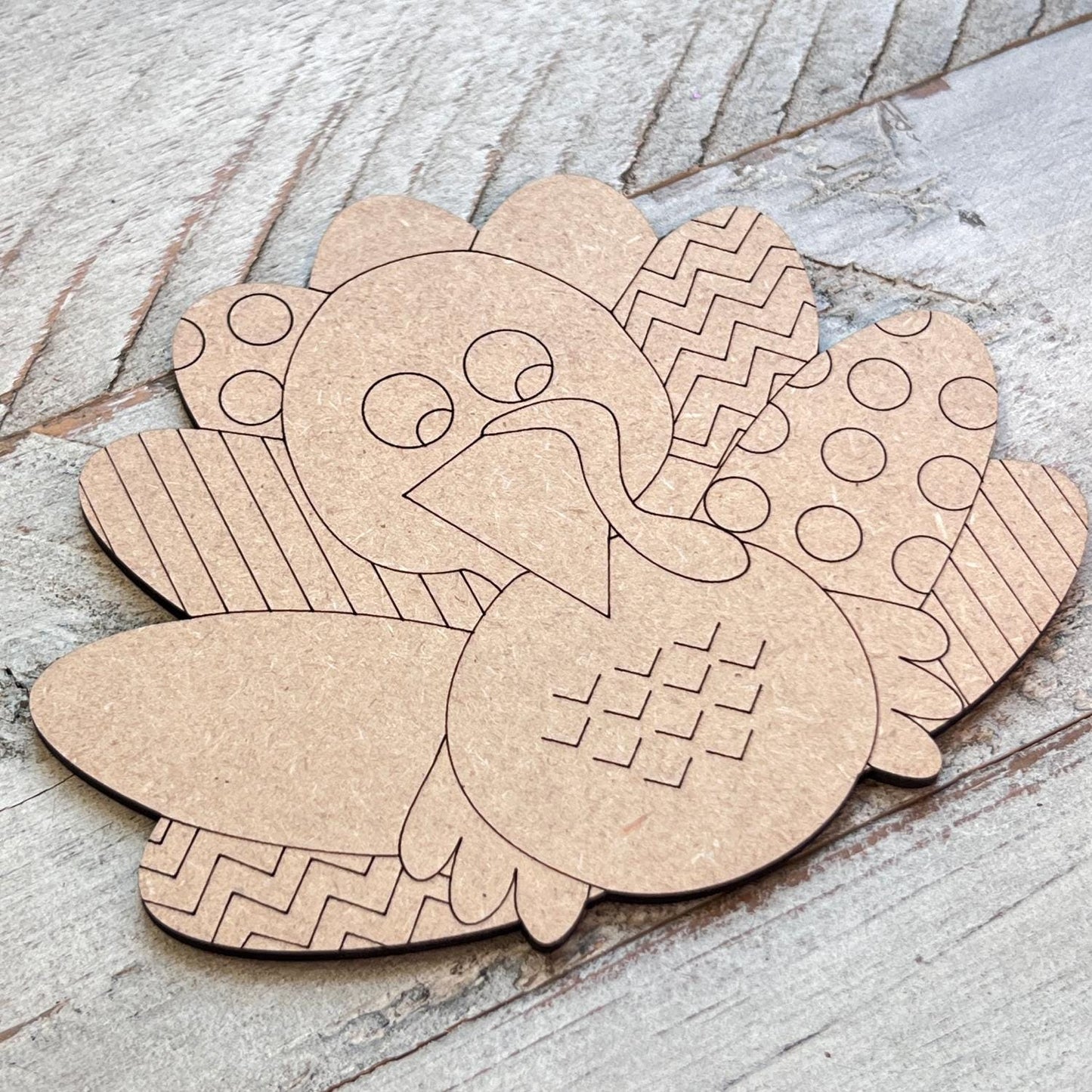 Wood Turkey Cutout |  Turkey - Paint by Line