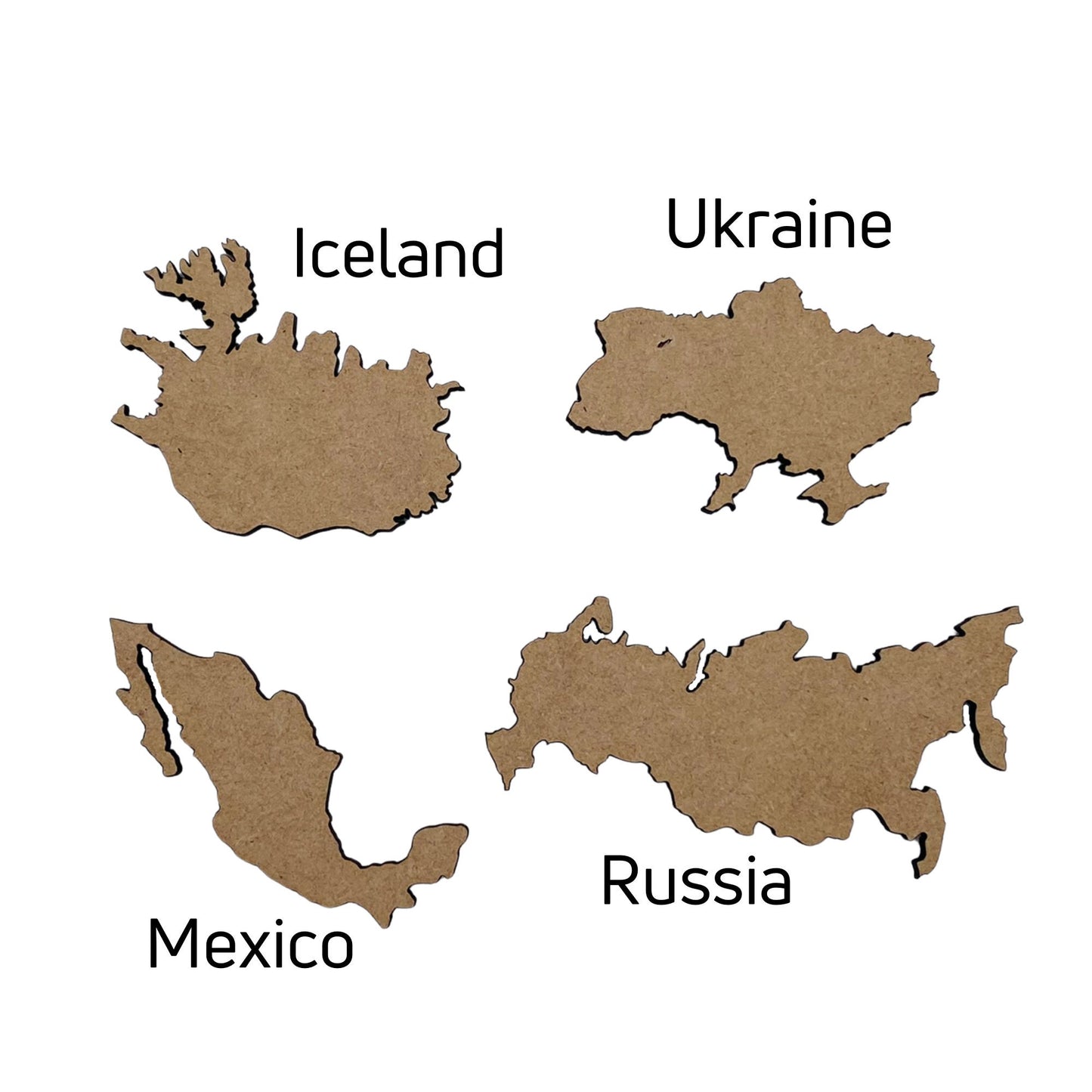 Countries and Territories Shapes | Wood Country Laser Cutout | World Map Cutout | World Countries Craft Shapes | Map Wall Decor