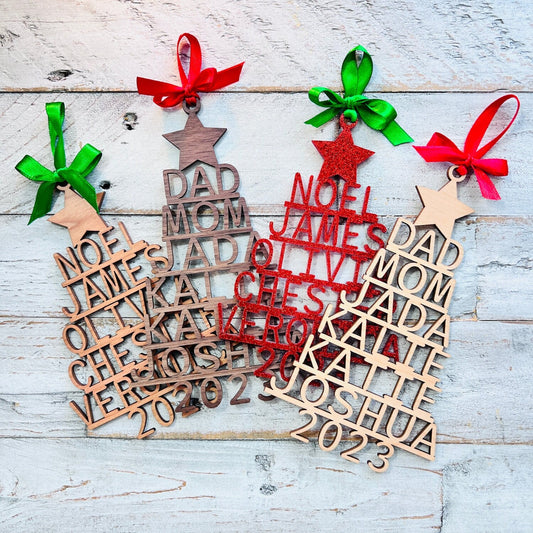 Christmas Name Tree Ornament | Personalized Family Name Ornament | Custom Christmas Tree Ornament | Handmade Tree Ornaments | Christmas Gift