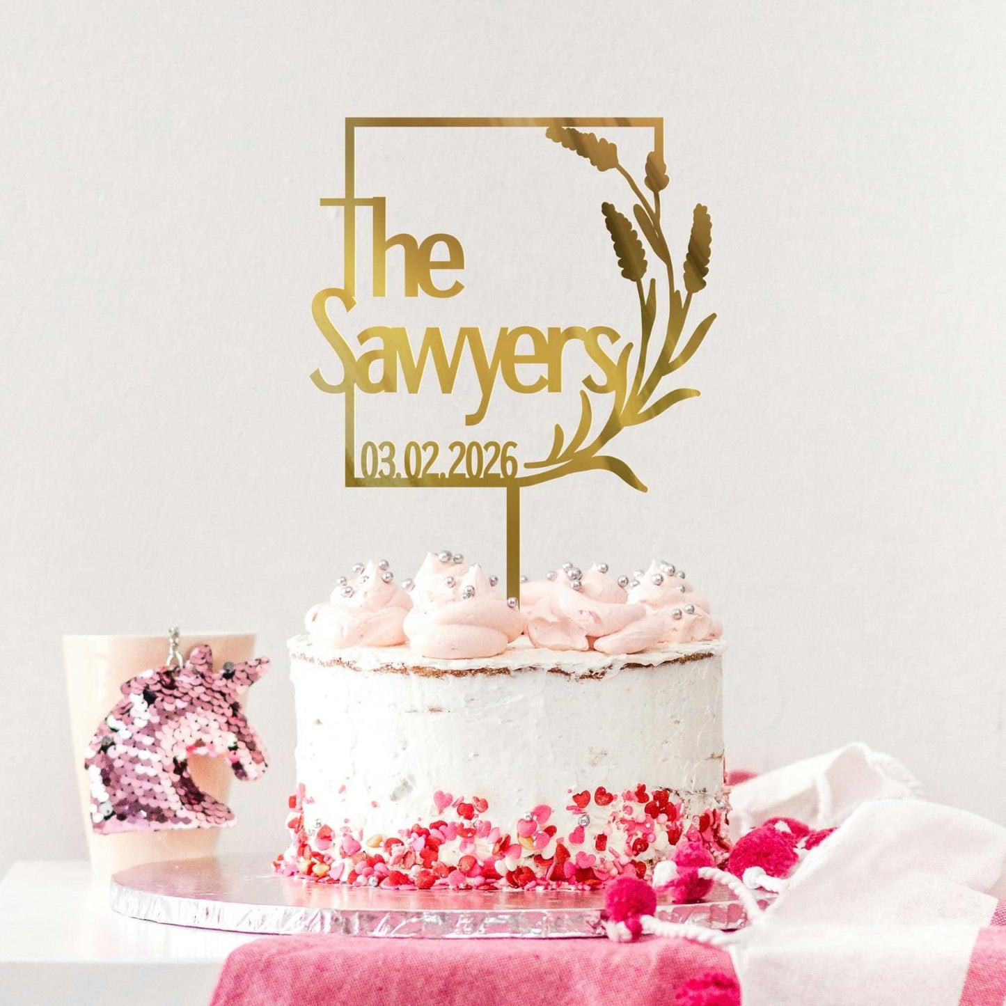 Wedding Personalized Cake Topper | Custom Name Cake Decor | Rustic Wedding Cake Decor | Anniversary Cake Topper | Personalized Wedding Decor