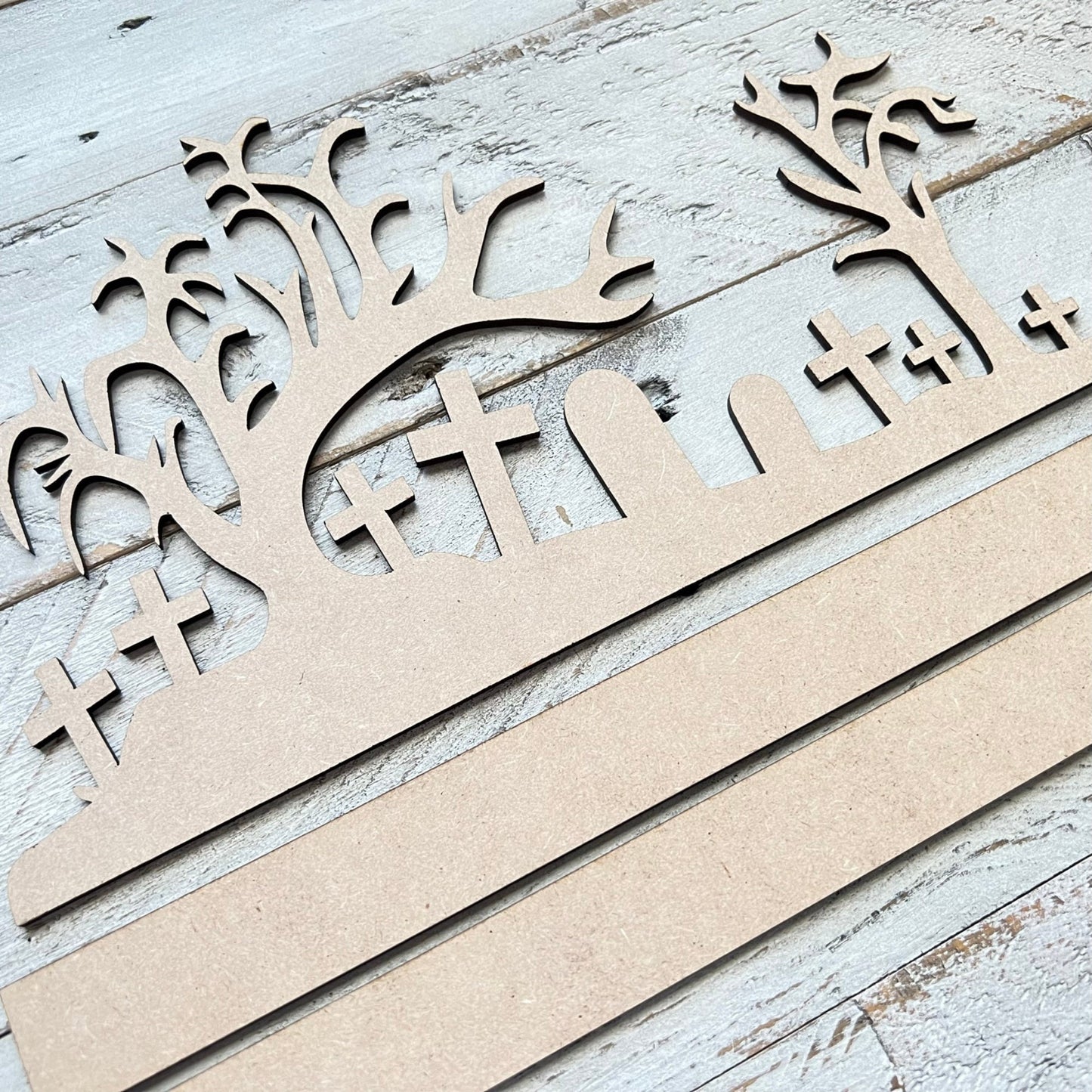 Halloween Graveyard Mantel Decor | MDF Mantel Decorations | Spooky Decor | Pumpkin Mantel Decor | Halloween Decorations
