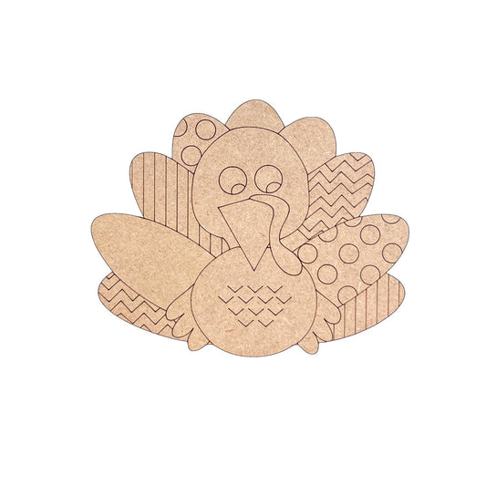 Wood Turkey Cutout |  Turkey - Paint by Line