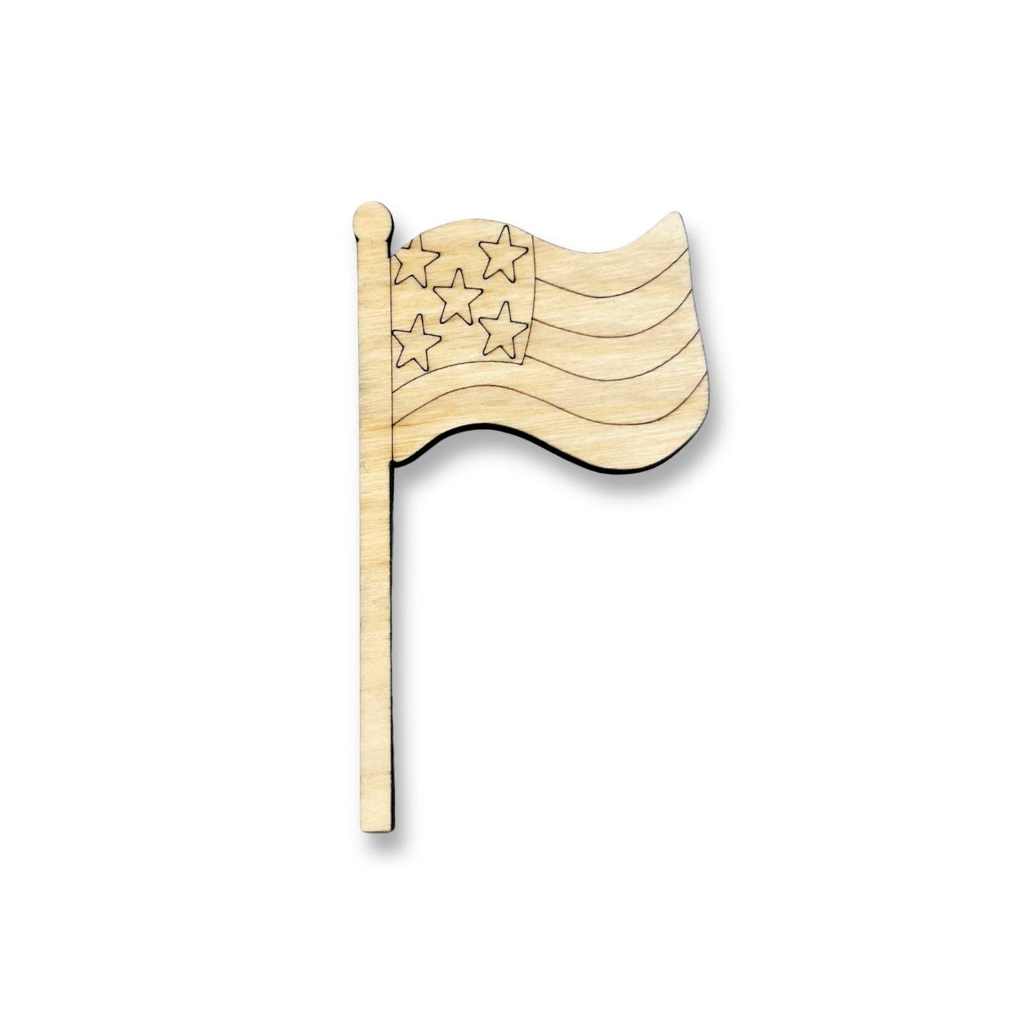 Small 3"-10" Waving American Flag| Wood Cutout | Fourth of July Flag | 4th of July Wood Cutout | Wood Craft Shapes | 4th of July Crafts