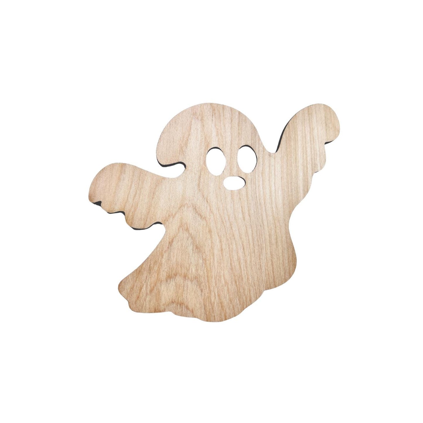 Small Wooden Ghost Cutout Hollow Eyes | Halloween Ghost Craft Shape | Spooky Ghost with Arms