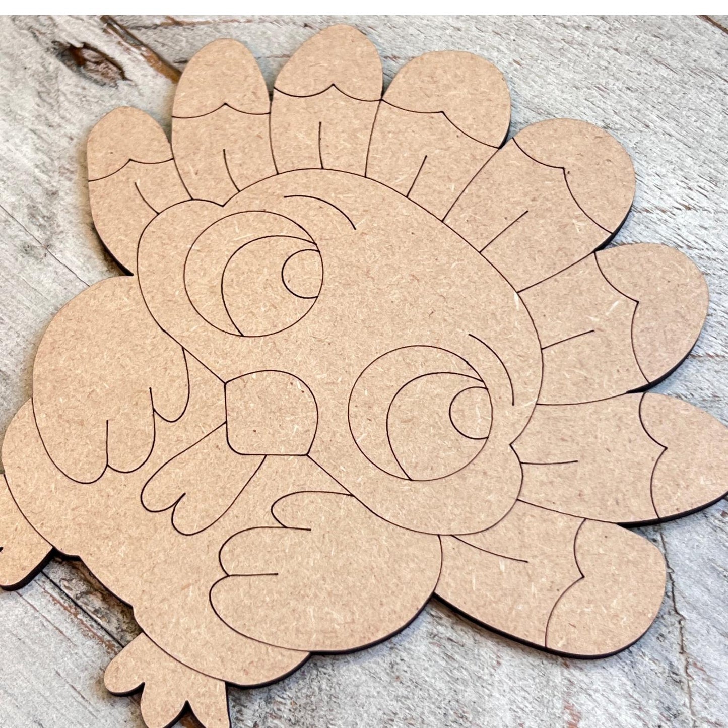 Wood Turkey Cutout |  Cute Baby Turkey - Paint by Line