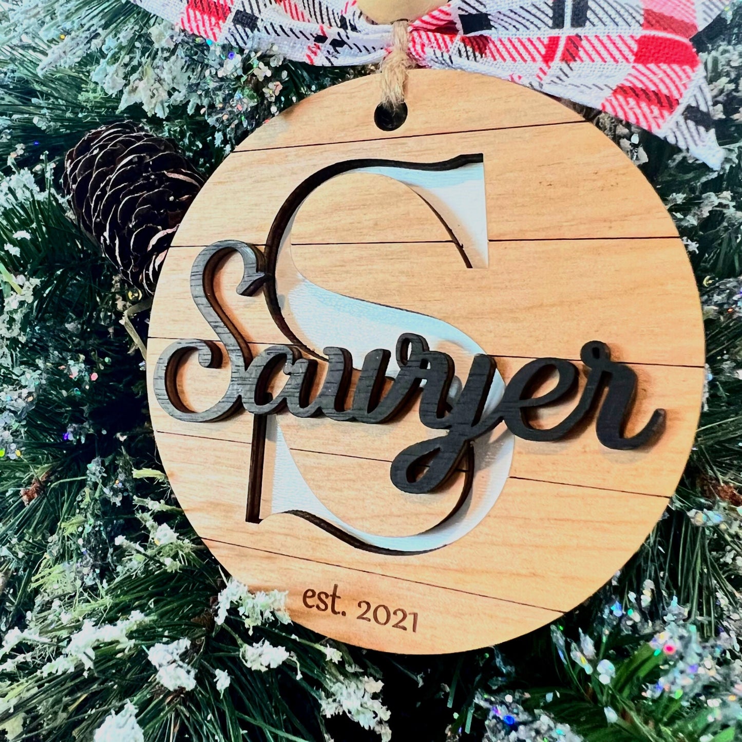 Last Name Monogram Ornament | Monogram Ornament | Christmas Ornament | First year married Ornament |
