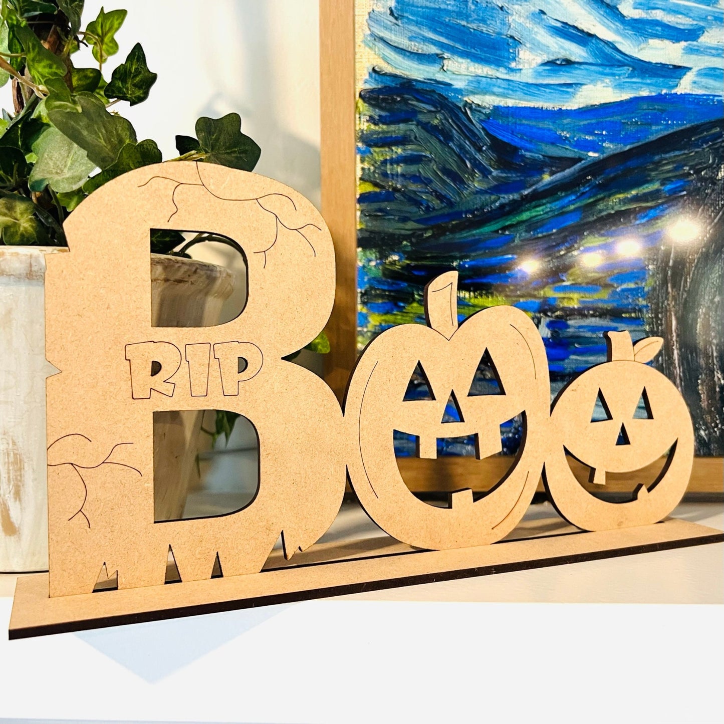 Halloween BOO Mantel Decor | MDF Mantel Decorations | Spooky Decor | Pumpkin Mantel Decor | Halloween Decorations