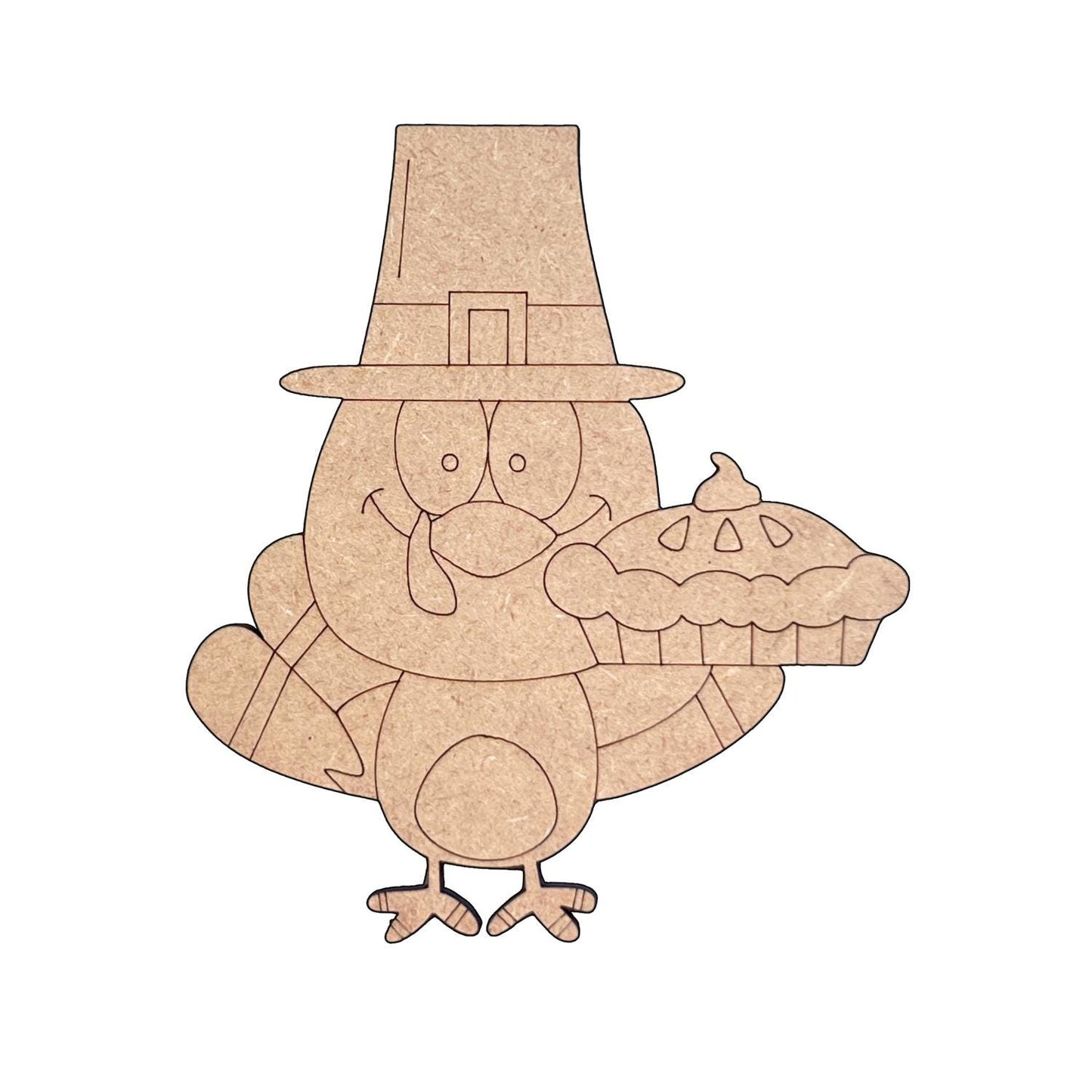 Thanksgiving Turkey with Pie | Pilgrim Turkey - Paint by Line