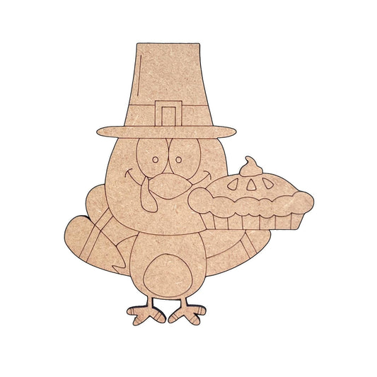 Thanksgiving Turkey with Pie | Pilgrim Turkey - Paint by Line