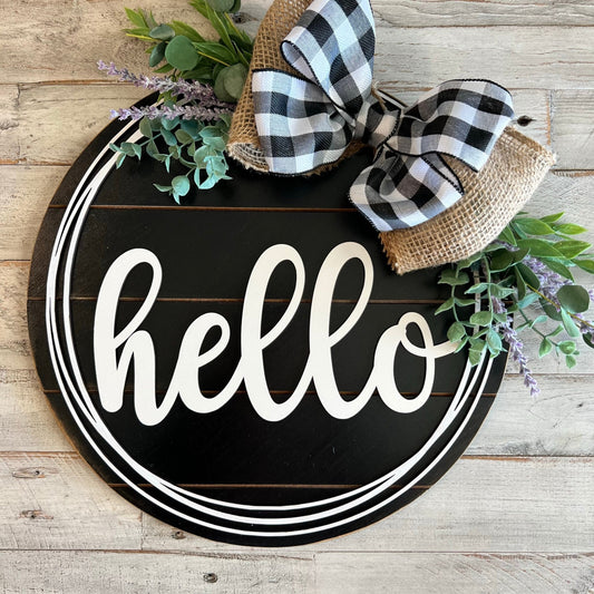 Hello, Welcome Sign | Door Hanger | Wood Welcome Sign | Hello Door Hanger