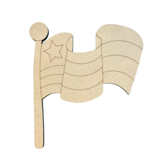 Large 12"+  Waving American Flag |  Wood Cutout | Fourth of July Flag | 4th of July Wood Cutout | Wood Craft Shapes | 4th of July Crafts