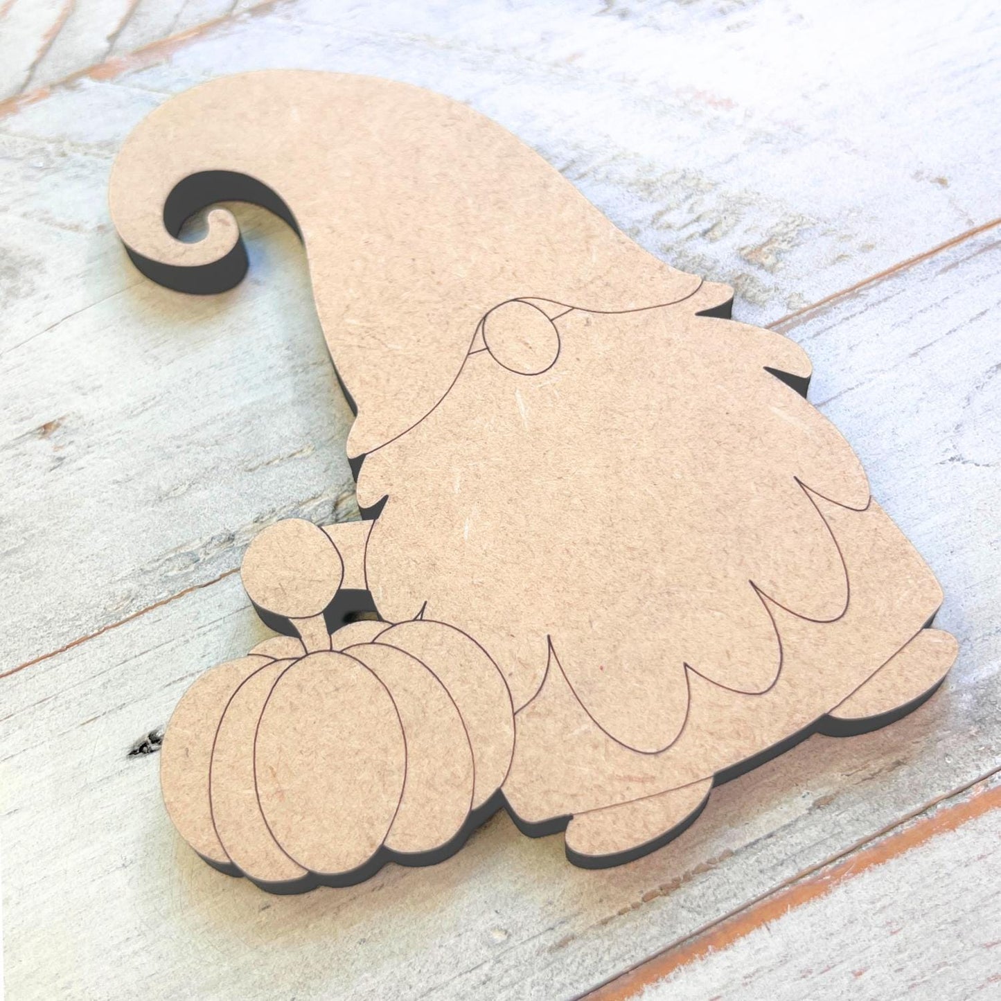Gnome with Pumpkin Wood Craft Cutout | Paint by Lines