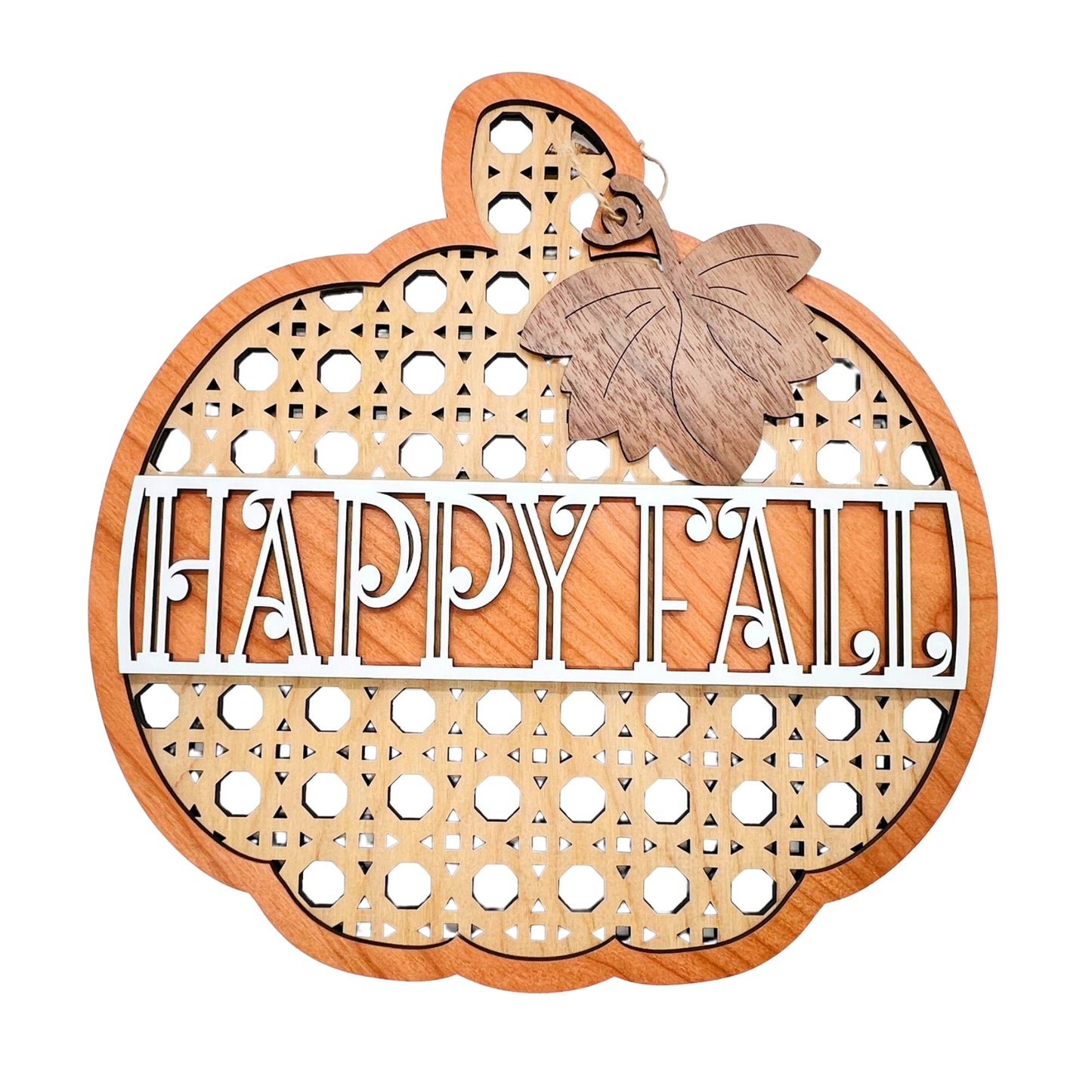 Fall Pumpkin Decor | Handmade Wooden Rattan Pumpkin | Holiday Decor | Fall Accents | Happy Fall | Welcome Sign by Krafty Supply
