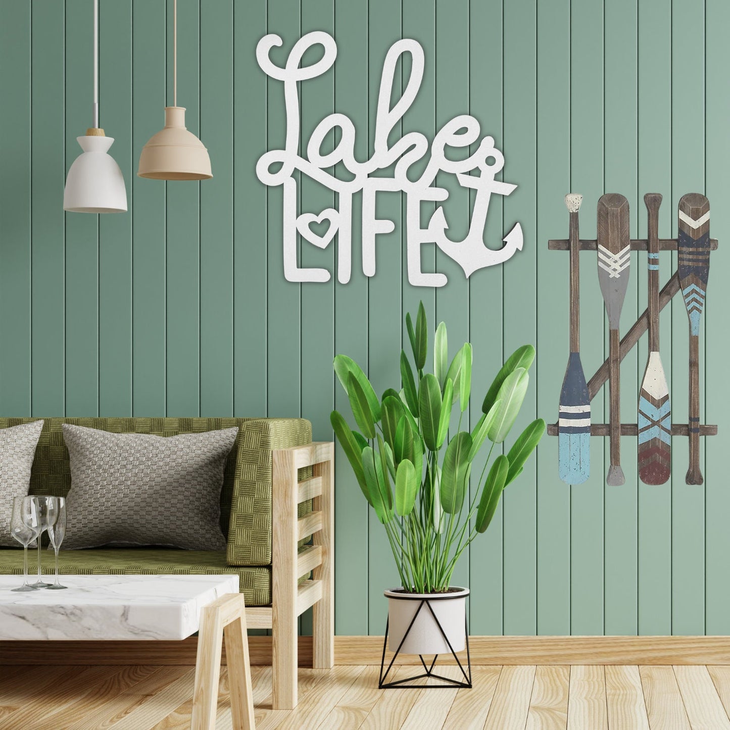 LARGE Connected Letters | Lake Life Decor | Wooden Cutout Word | Lake House Wall Decor