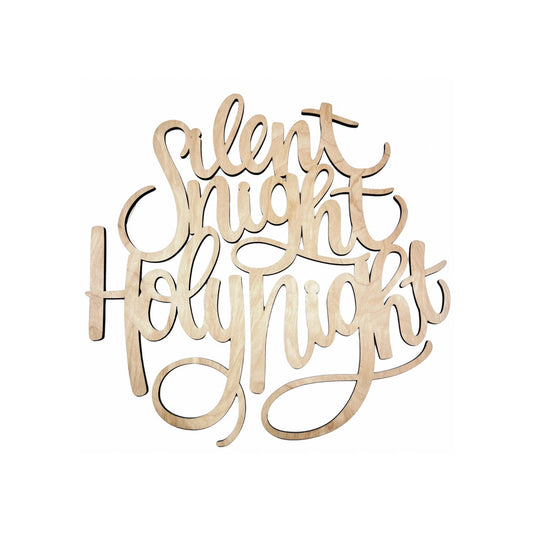 Small Silent Night Holy Night Wood Cutout | Merry Christmas wood letter | Christmas wreath decor | Christmas Door hanger | Christmas Crafts