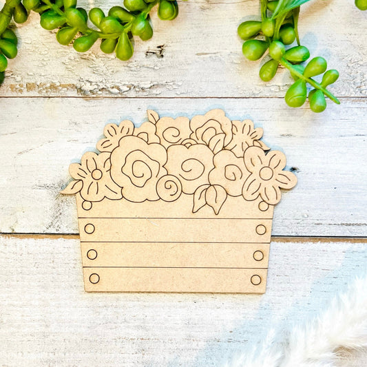 Large 12"- 22" Wood Flowers | Flower Basket | Craft Wood Shapes | Spring Decor | DIY Crafts | Paint by Lines