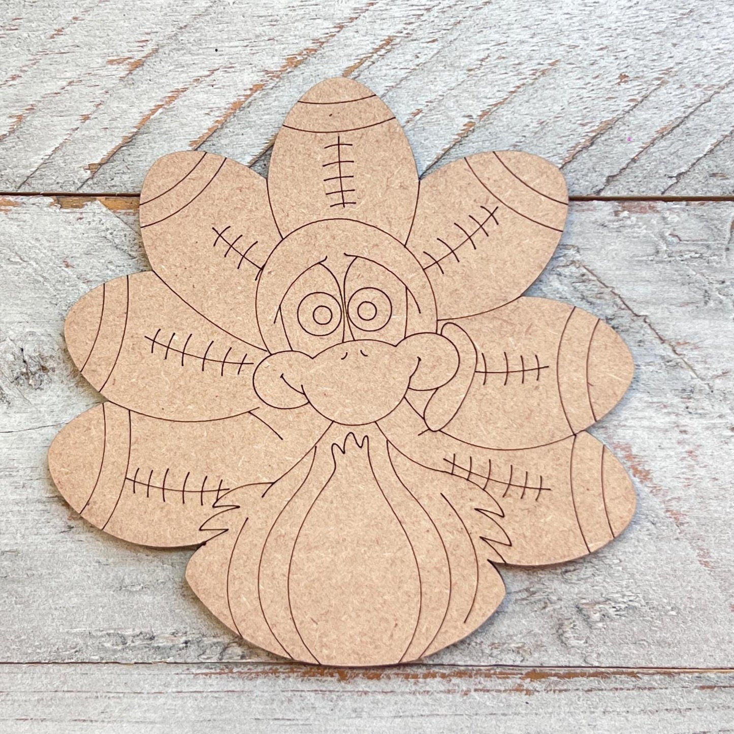 Wood Turkey Cutout | Football Turkey - Paint by Line