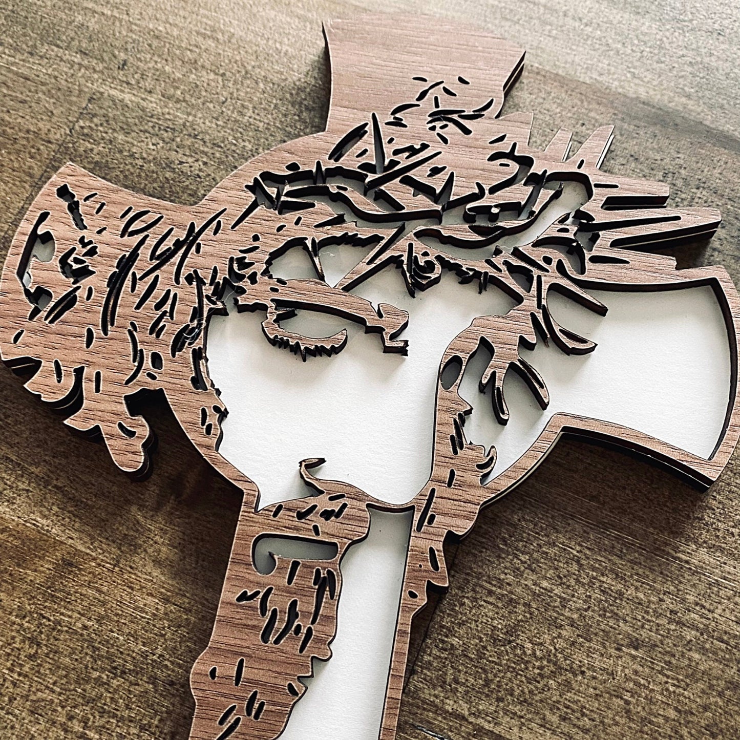 Jesus Cross | Detailed Wooden Cross | Wood Cross Home Decor | Fireplace Decor | Bookshelf Cross Decor | Religious Cross | Christian Gifts